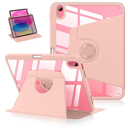 Supveco Ipad 10Th Generation 2022 Case With Pencil Holder - (360 Degree Rotation & Auto Wake/Sleep), Premium Folio Stand Case With Flexible Viewing Angles For Apple Ipad 10.9 Inch 2022-Rose Gold #TOP8