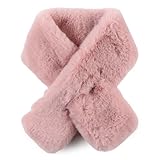Women Fur Collar Scarf Winter Faux Fur Scarves for Women Cold Weather Lady Neck Warmer (Pink)
