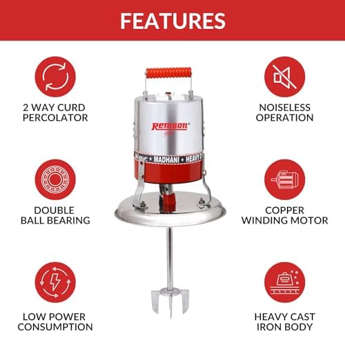 Image of Madhani Machine Electric | Madani 125 Watt | Electric Blender for Churning | Double Ball-Bearing For Butter Milk, Lassi, Cream, Curd Valona Blender (Madhani 125)
