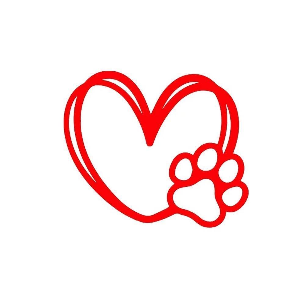 Dog Paw Heart Shaped Car Sticker Car Decal(Red)
