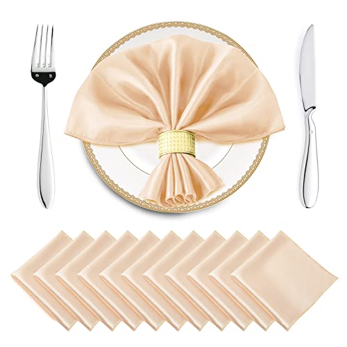 Horbaunal Satin-Servietten, weiche quadratische Servietten, seidige Stoffservietten zur Tischdekoration für Hochzeiten, Bankette, Feste… – Ansicht 1