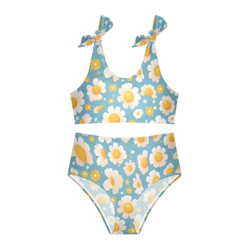 KLL Polka Dots and Tender Chamomile Flowers Girls' Two Piece Bikini Set Beach Swimsuits Swimwear Adjustable Shoulder Strap3