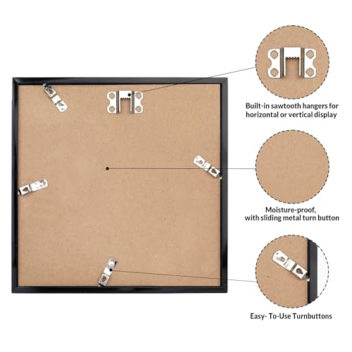 LaVie Home 10x10 Picture Frame for Wall Display, 10x10 Black Picture Frame with HD Plexiglas, 10 x 10 Square Frame 1 Pack, Display Frame for Vertical or Horizontal, Classic Collection