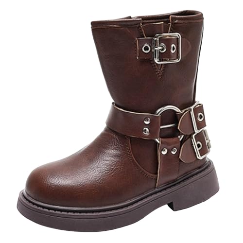 IWIHMIV Girls Booties Toddler Winter Shoes Toddler Riding Boots Kids Comfortable Slip on Booties Toddler Side Zipper Ankle Boots