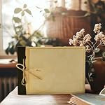 Leather Village Album de scrapbook - 100 Pages - 9.5 x 6.5 1 cm - Vieille - Deckle Bords Coton Aquarelle Papier blanc - Album de photos, livre de mémoire, scrapbooking pour Keepsakes