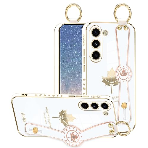 Coque Samsung S23 Plus silicone motif feuille d'érable avec dragonne de protection