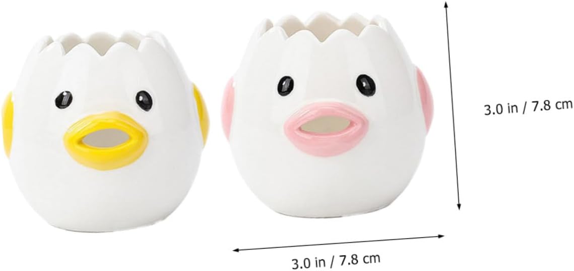 2 Pcs Wear-resistant Ceramic Egg Separators Household Egg Filtration Tools with Low Water Absorption Cute Chick Design Kitchen Cooking Accessories