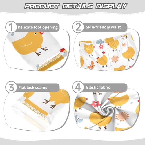 Little Chickens Girls Leggings,Workout Leggings for Girls Toddler Athletic Leggings Size for 3-10T3