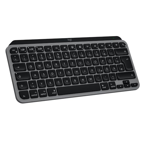 Logitech MX Keys Mini für Mac minimalistische kabellose Tastatur für MacBook Pro Air iMac iPad Bluetooth Tasten mit Hintergrundbeleuchtung USB-C flüssiges Tippen DEU QWERTZ - Grau