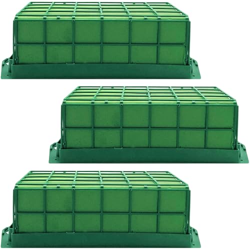 3 Pcs Floral Foam Cage Flower Cage Holder Foam Green Rectangle Foam Cage Blocks for Fresh Flowers Wedding Home Decorations