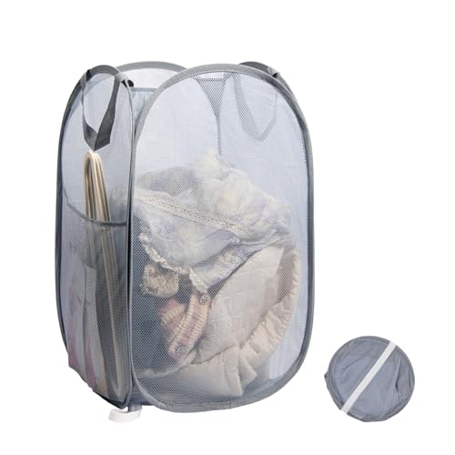 HEDONLEE 洗濯カゴ 洗濯かご 折りたたみ 縦型 ランドリーバスケット 70L 大容量 メッシュ ランドリーバッグ ランドリーボックス 洗濯籠 洗濯物入れ 収納 超軽量 旅行 持ち運び可能