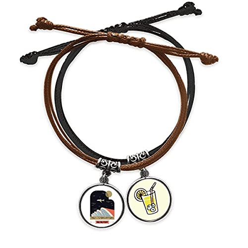 Bracelet de l'aéroport International de Hong Kong en corde et cuir cadeau idéal