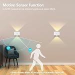 Motion Sensor Wall Light, Up and Down Wall Sconce, Magnetic 360° Rotation 3 Brightness Levels, Touch Control Rechargeable Battery Operated Wall Lamp for Hallway, Bedroom, Gallery, Stair, Living Room - Image 2