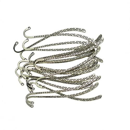 Dovewill 20 Pieces/Lot Wholesale Vintage Tibetan Silver Beading Line Pattern Bookmarks with Hoop DIY Making Findings Crafts