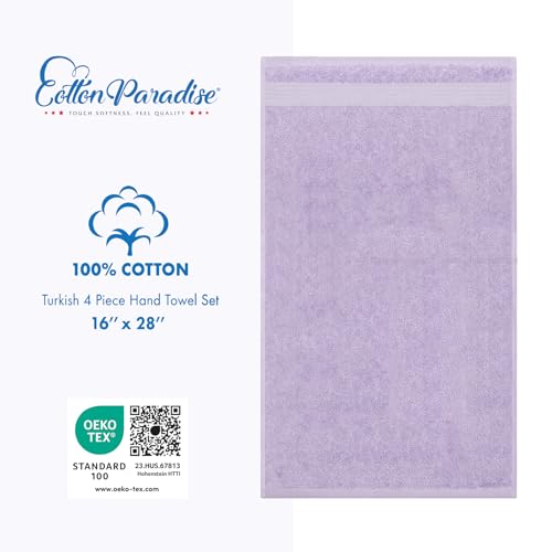 Cotton Paradise 100% Cotton Turkish Towel Set, Soft Absorbent Quick Dry, 4 Piece Hand Towel Set, Lilac by Cotton Paradise - Used condition - Image 3