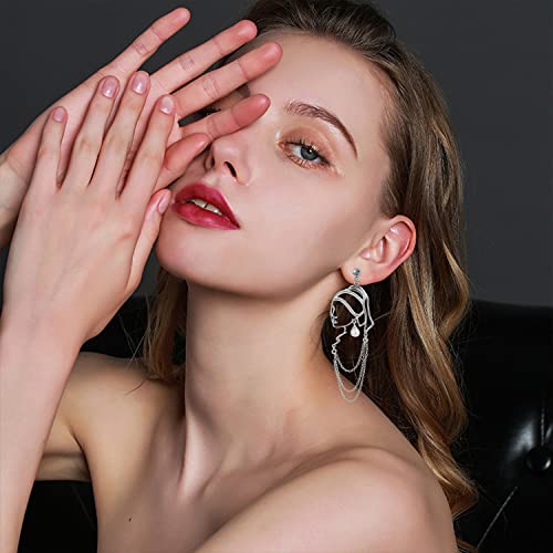 Tianhongyan Unique Abstract Face Art Long Drop Dangle Earrings Dainty Hollow Gold Vintage Face Geometric Dangle Earrings Statement Jewelry For Women Girls (Silver) #TOP1