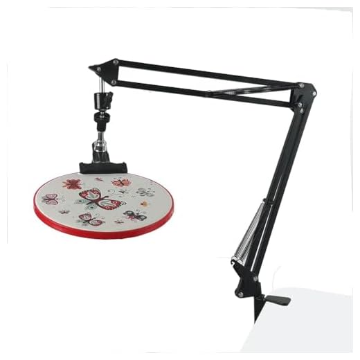 Embroidery Hoop Holder - Adjustable Embroidery Hoop Stand, Metal Embroidery Stand，Folding Embroidery Stand Cross Stitch Stand 360 Hoop Spin knob,Suitable for Phone Holder.