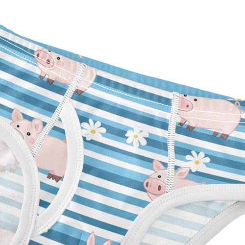 Wusikd Cute Pink Pig Boys' Underwear Cotton Blue Stripe Boys Briefs Soft Toddler Underwear 2T4