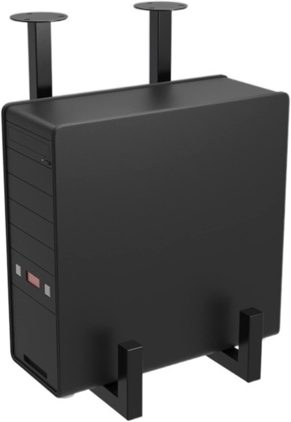 Ventilation Under Desk PC Tower Stand Mount, Desktop Host Case Hanger, Black Steel Mounted CPU, Holds up to 44lbs, Easy to Install Practical