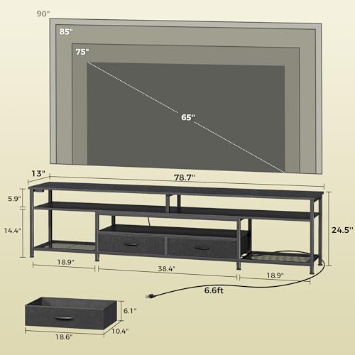 image for Huuger 79 Inch TV Stand for 85, 90 Inch TV, Entertainment Center with 