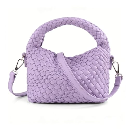 Image of Woven Crossbody Bag Small Tote Cute Purse for Women,Top Handle Handbag Pu Leather Shoulderbag with Detachable Strap
