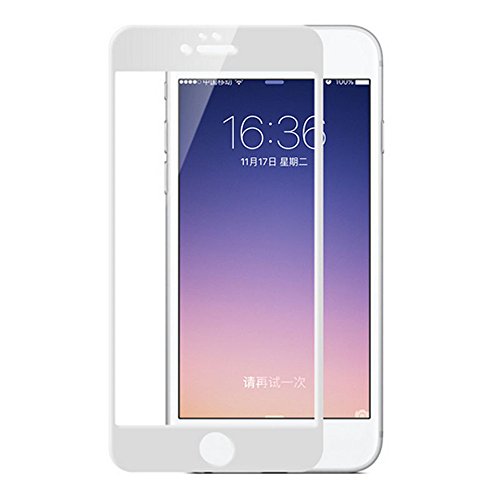 iPhone 6 Plus Screen Protectors No-Bubble Glass 6D 9H Tempered Glass for iPhone6/6s Plus Case Friendly,High Definition,Anti-fingerprint(5.5inch) (White)