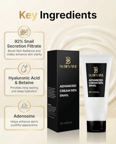 Dr. BIEN-AIME_Snail 92% Advanced Face Cream 100ml, Snail Mucin Moisturiser, Hydrating, Firming, Barrier Support &Repairing Skin, Anti-Ageing, Fine Lines, reducing Scar & Dark Spots. SCPN UK Registered - Image 4