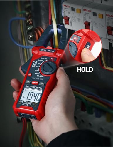 astroai digital clamp meter multimeter 2000 counts amp voltage tester auto-ranging with acdc voltage ac current resistance capacitance continuity live wire test ncv blue