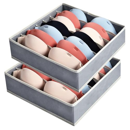 Listado de organizador de sujetadores super ventas - Genial! 1 AiQInu Organizador Sujetadores Cajones,2 Pcs 7 Celdas Organizador Ropa Interior Plegable con Cremalleras, Organizador Armario Ropa con...