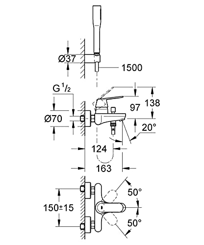 GROHE Mitigeur Eurosmart Cosmopolitan 32832000 - Chrome Mural