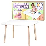 Die Kindertisch aus massivem Holz ist perfekt für Aktivitäten draußen im Garten oder auf der Terrasse geeignet: Spielen, Essen oder einfach die Sonne genießen.