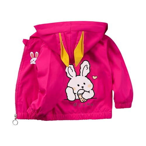 Cute Bunny Graphic Windbreker Jackets for Kids Lightweight Zip up Hooded Rain Jackets Boys Girls Fall Winter Raincoat