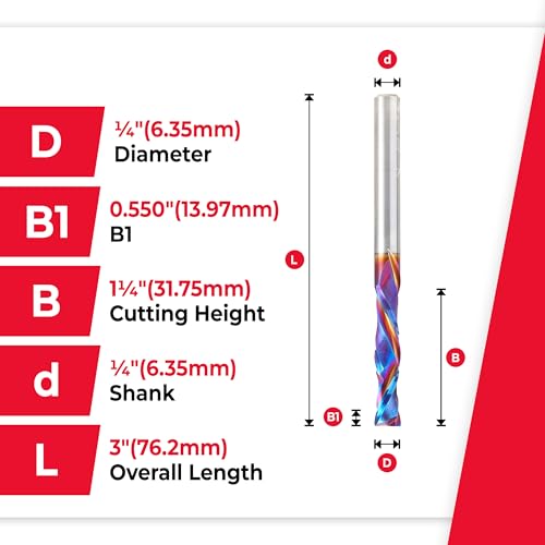 Image of Amana Tool Spektra Extreme Tool Life Solid Carbide CNC Compression Spiral Router Bit, 46177-K-5 5 Pack, 1 /4 D x 1-1 /4 CH x 1 /4 Shk x 3 Inch L 2 Fl