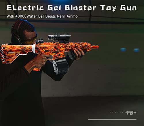 Electric Gel Ball Blaster, High Speed Automatic Splatter Ball Blaster With 40000+ Water Beads And Goggles, Jiftok Rechargeable Splatter Ball Toys For Outdoor Activities Shooting Game Party Favors—Fire #TOP2