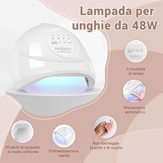 Kit Semipermanente Unghie, Phoenixy 28 Colori Smalto Semipermanente Unghie con 48W Lampada UV LED Unghie, Kit Unghie Gel Completo con Strumenti Nail Art per Principianti Regalo per Donne