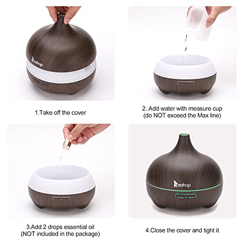 Zokop 2102Yk 110V 14W 550Ml Aroma Diffuser Dark Brown Plastic With White Remote Control And Colorful Light #TOP2