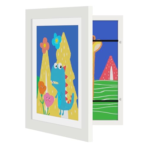 Image of upsimples 1 Pack Kids Art Frames 10x12.5, Front Opening 8.5 x 11 Frame for Artwork Display & Storage Holds 50, Kids Artwork Frames Changeable for Children Art Projects, Drawings, 3D Art, Crafts, White