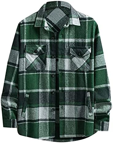 ZDDO Flannel Jackets for Mens Plaid Shirt Jacket Fall Winter Fashion Button Down Warm Patchwork Casual Shackets Argyle Geometric Bowling Fishing USA Letter Print on Back Regular-fit Paisley
