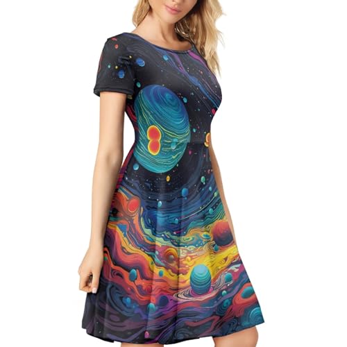 Image of Forchrinse Native Aztec Style Black White Geometric Women's Midi Dress Casual Long Dress Round Neck Swing Dress