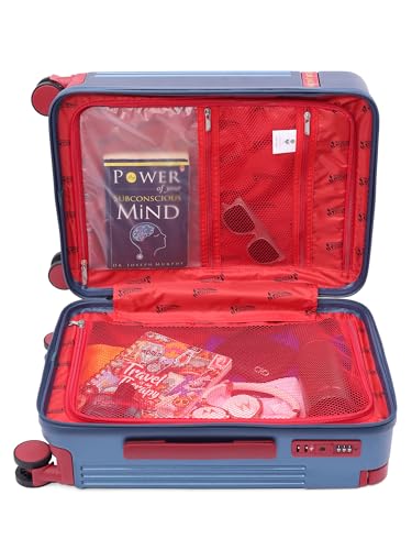 Image of FUR JADEN The Aviator 55cm German Polycarbonate Travel Luggage Cabin Suitcase with 8 StealthTech Silent Shock Absorbing Wheels, TSA Lock & Aerospace Grade Wide Trolley (Superman, Cabin 20 inch)