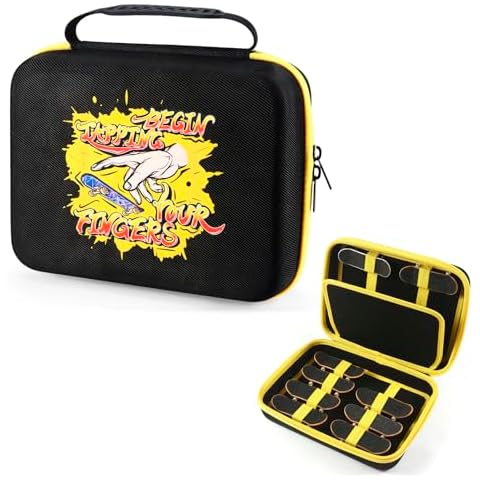 Essenhome Fingerboard Case Compatible with 16 Finger Skateboards- Portable Storage Solution for fingerboard,Stylish Large-Area Doodle Design,Secure and Organized(Case Only) Cover