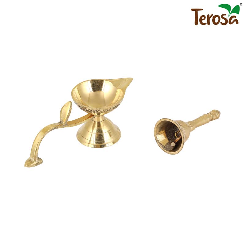 Terosa Diya Set of 4 - Assorted Handcrafted Brass Diyas II Pooja Deepams or Deepak - Image 2 thumbnail