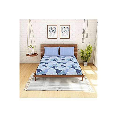 Image of Spaces Atrium 100% Cotton King Size Double Bedsheet(2.24m*2.74m) with 2 Pillow Covers(43cm*68Cm, Geometric)