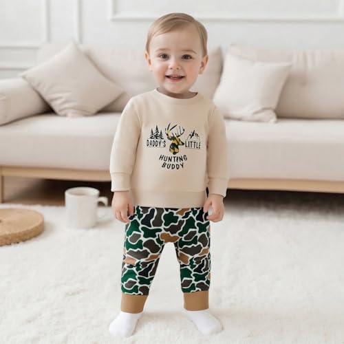 Toddler Baby Boy Camouflage Outfit Baby Camo Sweatshirt Top with Pants Set Hunting Fall Winter Clothes3
