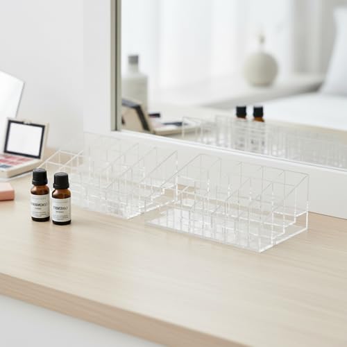 Image of 2Pack Essential Oil Holder,24Slots Plastics Essential Oil Storage,for Bottles Perfumes and Nail Polish Shelf,Essential Oil Organizer,Makeup Storage Rack