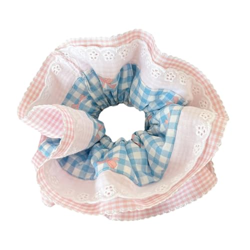 Saiyana Coleteros Estéticos Elásticos Doble Capa Encaje Cuerda Cabello Boda Fiesta Playa Sombreros Grandes (Rosa)