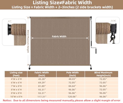 Outdoor Roller Shades,Exterior Cordless Patio Shade Roll Up Blind for Porch by NOVINO - Used condition - Image 3