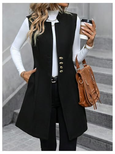 GORGLITTER Women's Sleeveless Long Blazer Vest Open Front Elegant Business Work Cardigan Jacket Coat Fall Trendy 20254