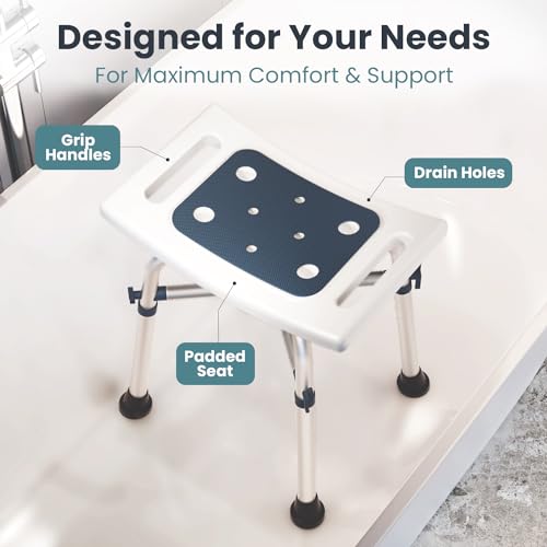 PELEGON Shower Chair for Inside Shower (350 lb) - Adjustable Height, Padded Seat, Shower Chair for Elderly and Disabled - Shower Chair for Adults, Tub Chairs for Bathtubs - Dark Blue - Thumbnail 6