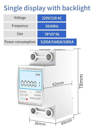 Compteur électrique pour studio et pompe à chaleur sur tableau rail DIN